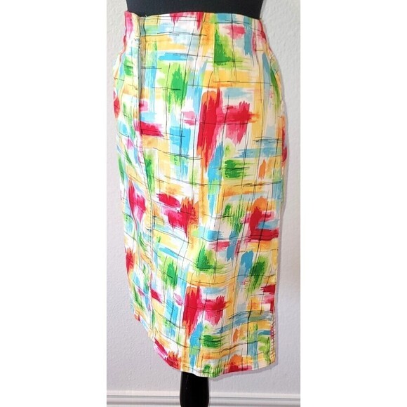 Talbot's Watercolor Stretch Colorful Pencil Skirt Size 10 - Picture 3 of 9